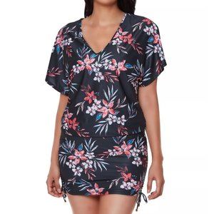 Bar III Tropical Escape Floral-Print Caftan Cover-up